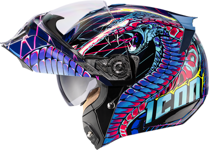 Icon Threshold Synthwave Lazer Cobra Modular Full Face Adult Motorcycle Helmet