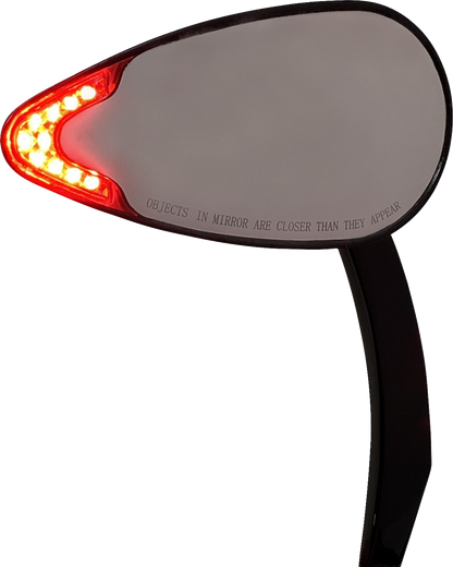 Custom Dynamics Black LED Run Turn Signal Teardrop Handlebar Mirrors for Harley