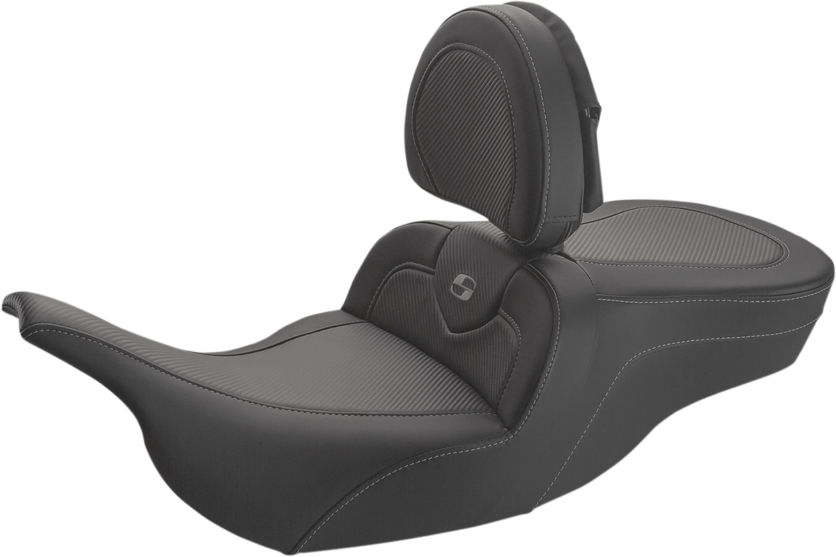 Saddlemen Roadsofa Carbon Fiber Seat w/ Backrest 1997-2007 Harley Touring