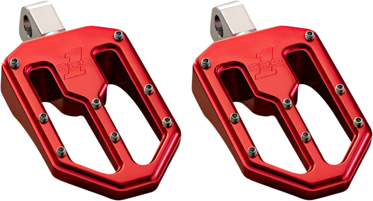Pro One Moto V1 Red Male Mount Motorcycle Footpegs 2018-2020 Harley Softail FLSL
