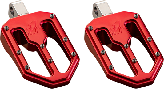 Pro One Moto V1 Red Male Mount Motorcycle Footpegs 2018-2020 Harley Softail FLSL