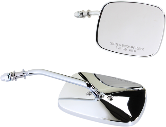 Drag Specialties Chrome Short Rectangle Motorcycle Handlebar Side View Mirrors
