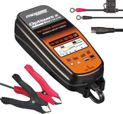 Moose Optimate 2 Duo Battery Charger Tender Maintainer 12V Motorcycle ATV UTV