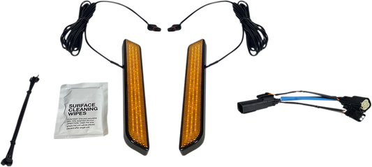 Custom Dynamics Black Amber LED Fork Reflector Lights 2010-13 Harley FLTRX FLHX
