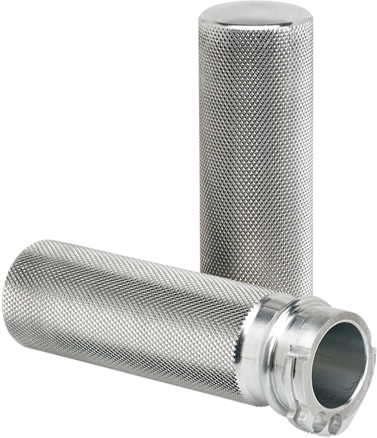 Joker Machine 1" Knurled Silver Cable Handlebar Hand Grips for 1982-2022 Harley
