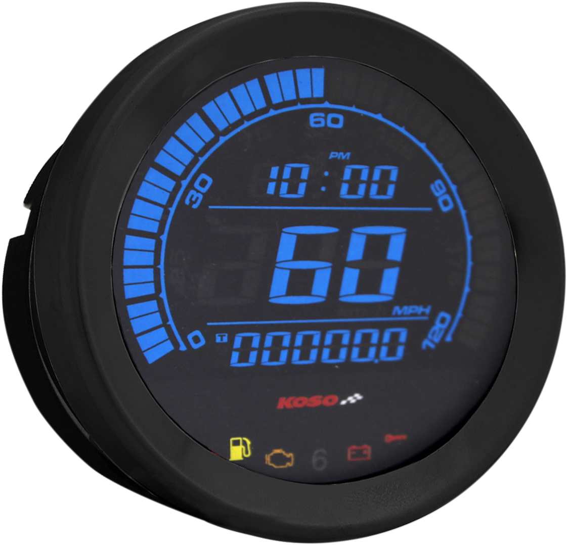Koso Universal 4" Electronic Black LCD Digital Motorcycle Speedometer Gauge