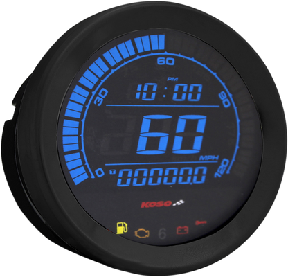 Koso Universal 4" Electronic Black LCD Digital Motorcycle Speedometer Gauge