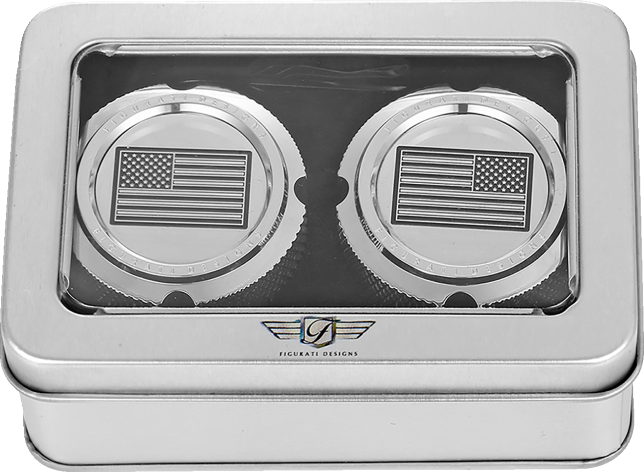 Figurati Designs American Flag Front Axle Nut Chrome Covers for 2002-2022 Harley