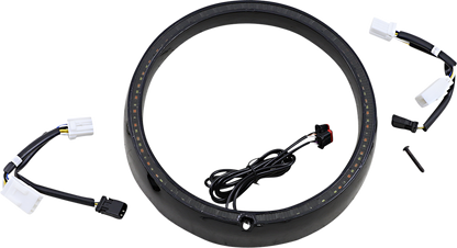 Custom Dynamics Black Sequential LED Headlight Trim 06-13 Harley Touring FLHT