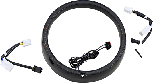 Custom Dynamics Black Sequential LED Headlight Trim 06-13 Harley Touring FLHT