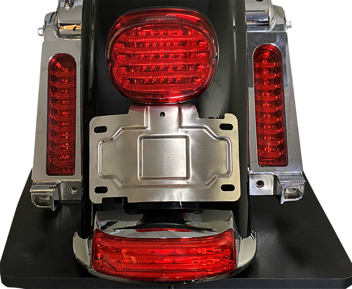 Custom Dynamics Chrome license Plate Relocation Mount 2014-2024 Harley Touring