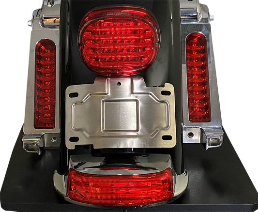 Custom Dynamics Chrome license Plate Relocation Mount 2014-2024 Harley Touring