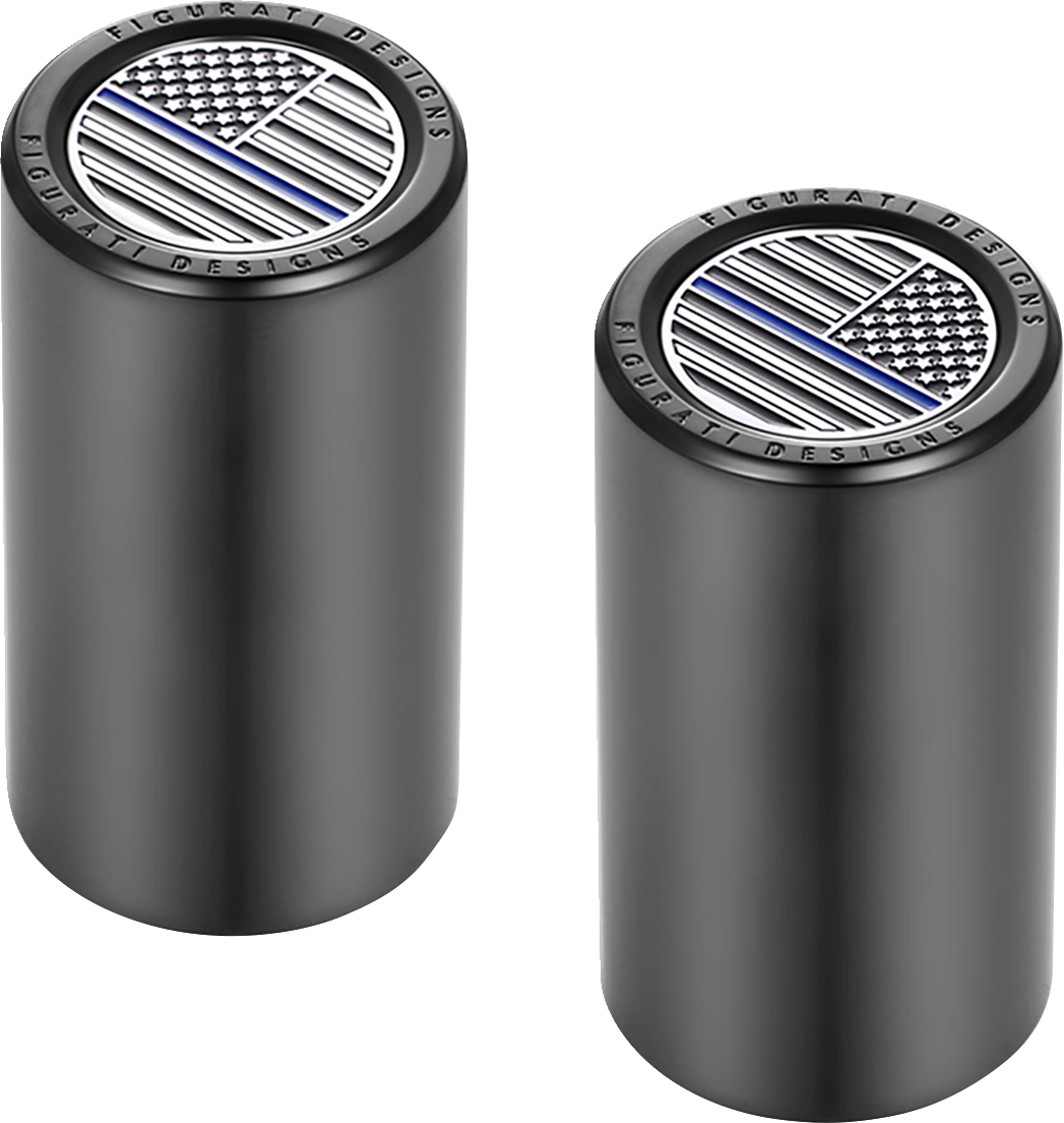 Figurati Designs Blue Line Flag Long Magnetic Docking Hardware Covers for Harley