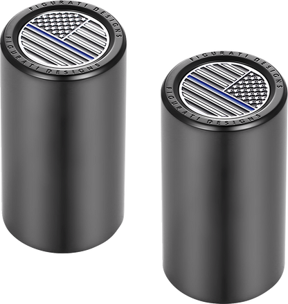 Figurati Designs Blue Line Flag Long Magnetic Docking Hardware Covers for Harley