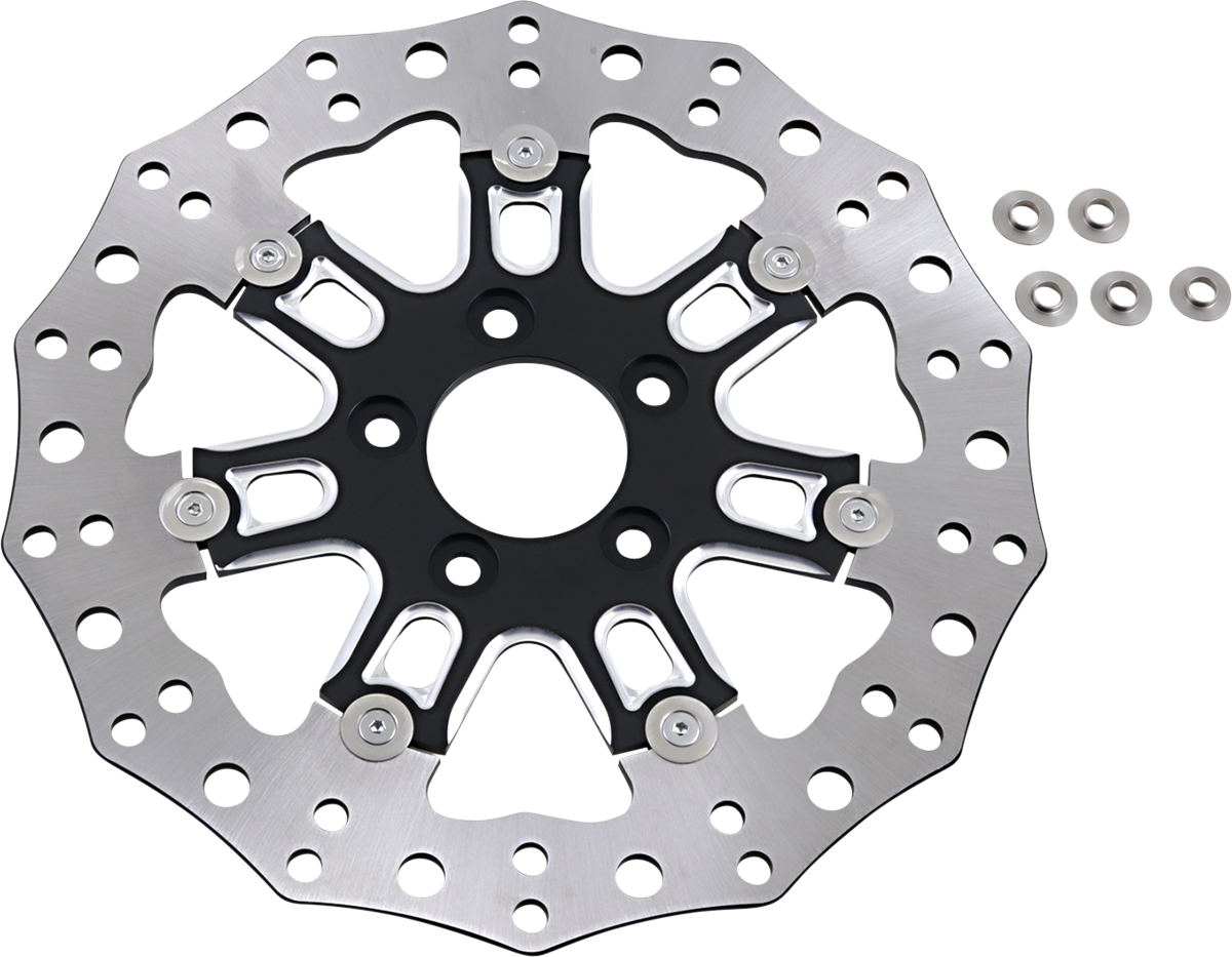 Arlen Ness Single Black Front 7 Valve Brake Rotor 2006-17 Harley Touring Softail