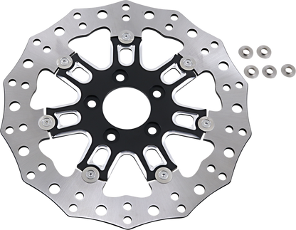 Arlen Ness Single Black Front 7 Valve Brake Rotor 2006-17 Harley Touring Softail