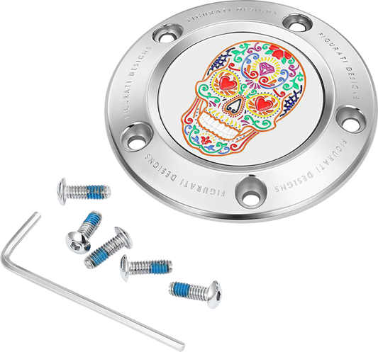 Figurati Designs Sugar Skull 5 Hole Timing Cover for 1999-2017 Harley Twin Cam