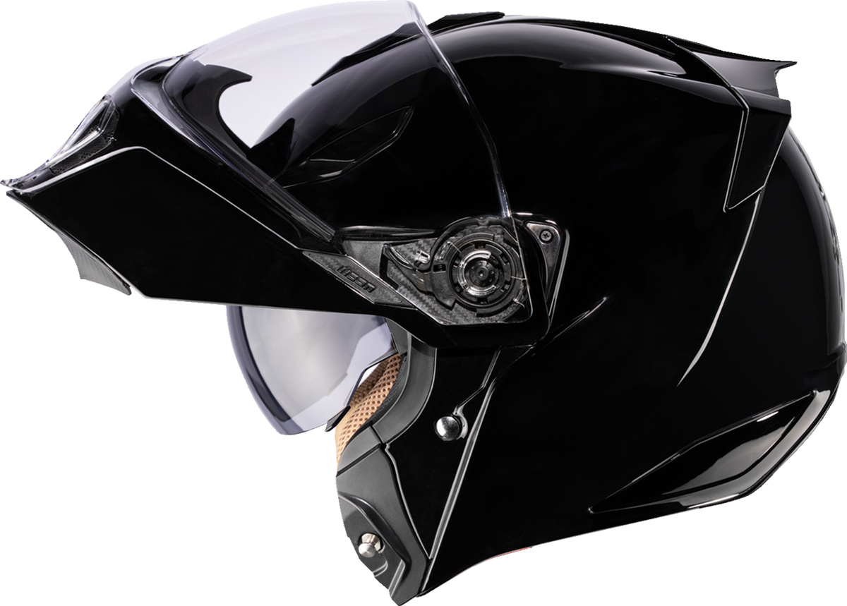 Icon Threshold Solid Gloss Black Modular Full Face Adult Motorcycle Helmet