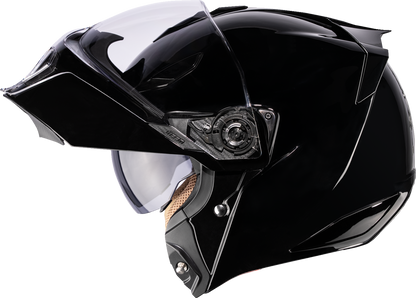 Icon Threshold Solid Gloss Black Modular Full Face Adult Motorcycle Helmet