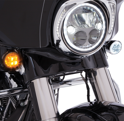 Ciro Chrome Amber White LED Front Fang Clear Lens Turn Signal Inserts Harley