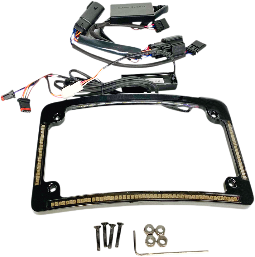 Custom Dynamics Black LED Radius License Plate Frame 2014-2024 Harley Touring