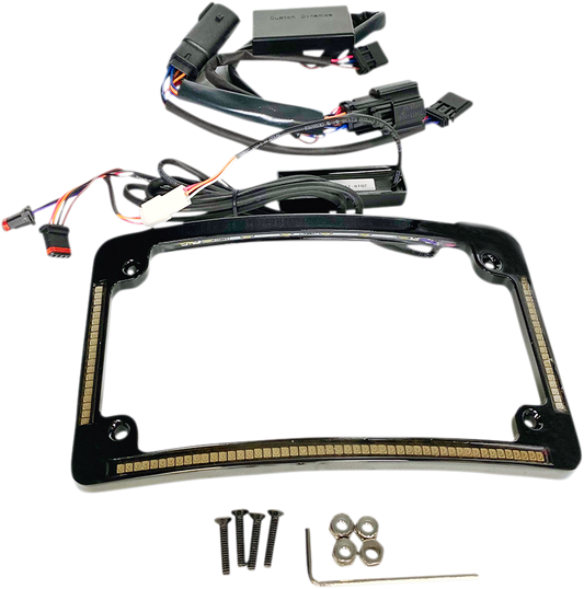 Custom Dynamics Black LED Radius License Plate Frame 2014-2024 Harley Touring