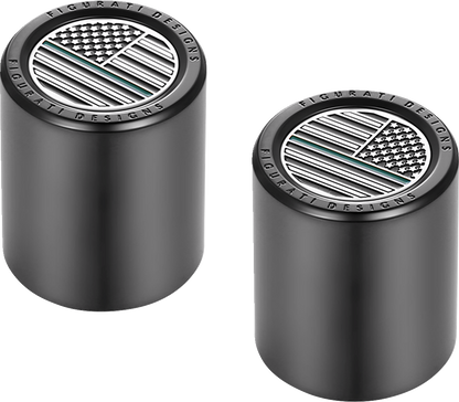 Figurati Green Line USA Flag Short Magnetic Docking Hardware Covers for Harley