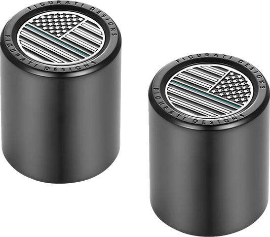 Figurati Green Line USA Flag Short Magnetic Docking Hardware Covers for Harley