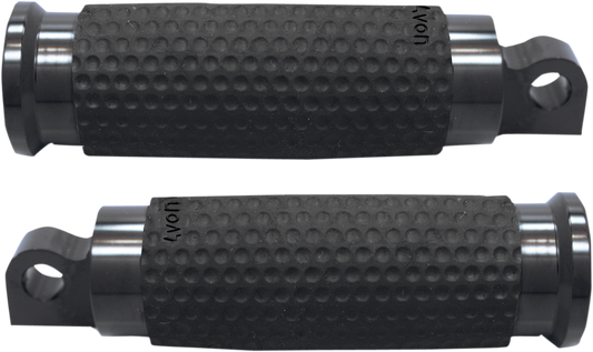 Avon Black Anodized Gel Rubber Male Mount Driver Passenger Motorcycle Footpegs