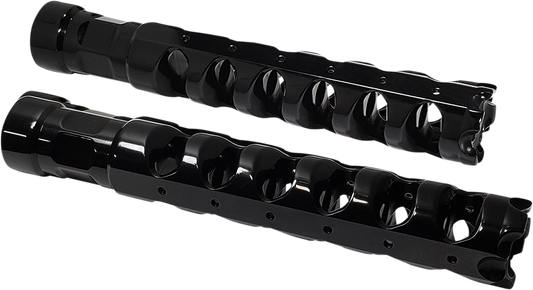 Accutronix Pair Black 8" Muzzle Brake Rigid Driver Footpegs for Harley