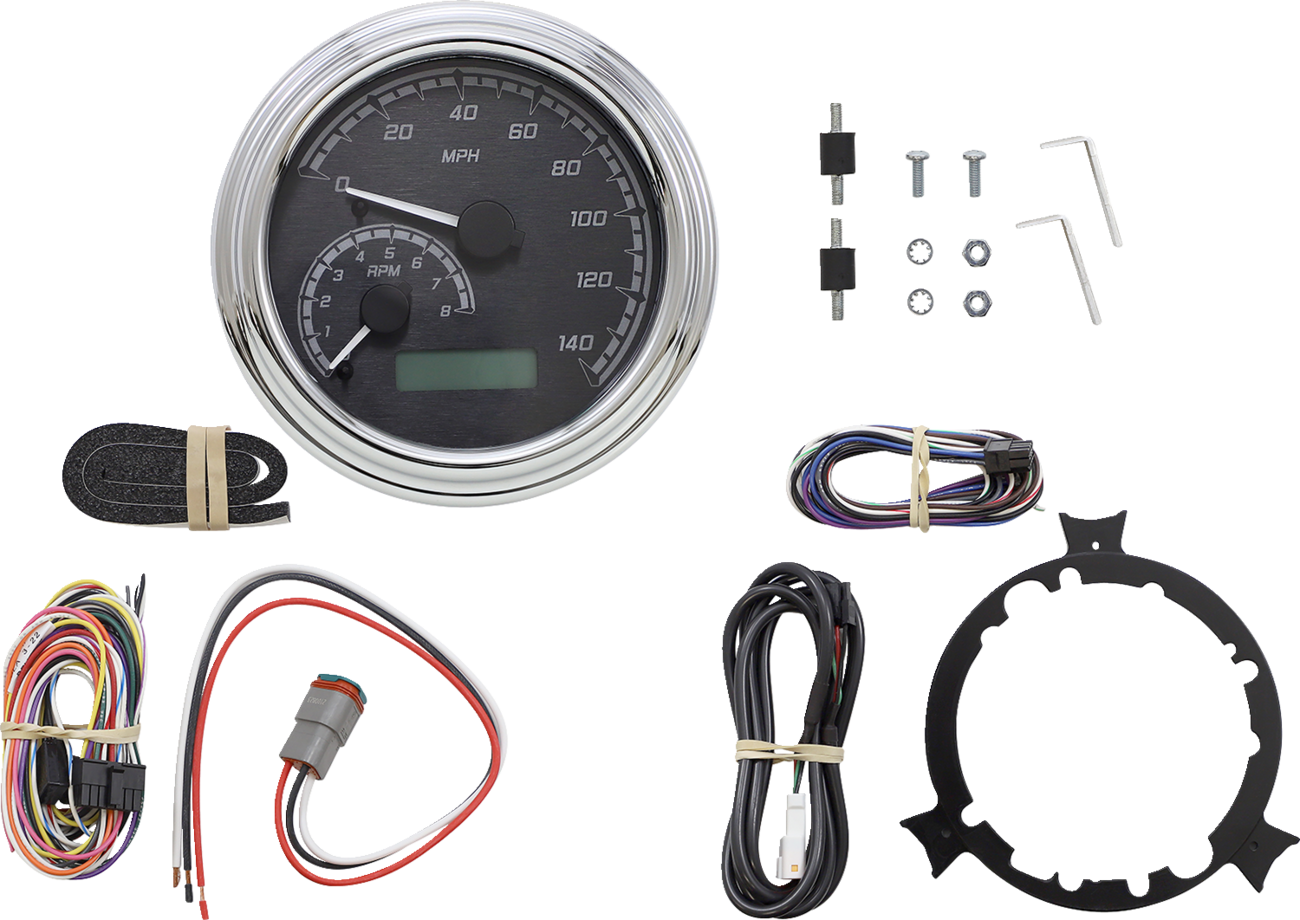 Dakota Digital Chrome Fatbob Tank Mounted Speedometer 96-03 Harley Softail FLHT