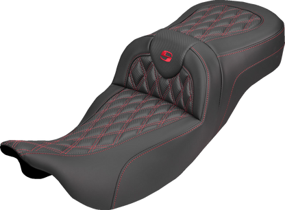 Saddlemen Roadsofa Red Lattice Carbon Extended Seat for 2008-2025 Harley Touring