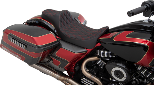 Drag Specialties Extended Reach Diamond Stitch Seat fits 2008-24 Harley Touring