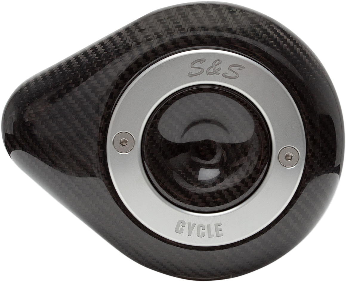 S&S Black Carbon Fiber Teardrop Stealth Air Filter Cover for Harley Davidson
