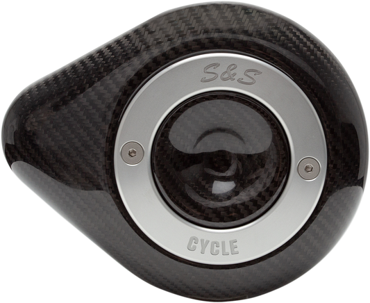 S&S Black Carbon Fiber Teardrop Stealth Air Filter Cover for Harley Davidson