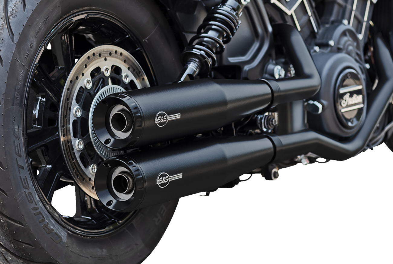 S&S Grand National Black Slip On Mufflers fits 2015-23 Indian Scout Bobber Sixty