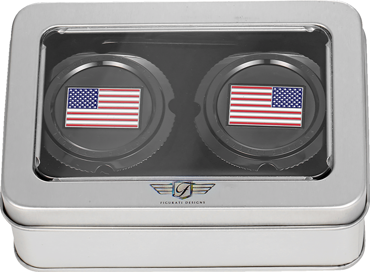 Figurati Designs American Flag Front Axle Nut Black Covers for 2002-2022 Harley