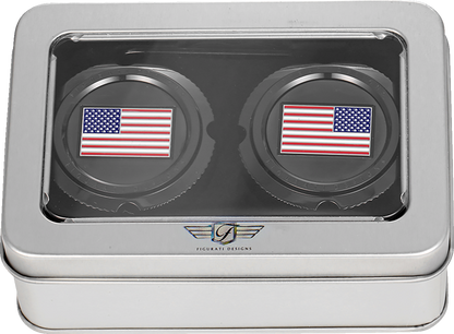 Figurati Designs American Flag Front Axle Nut Black Covers for 2002-2022 Harley