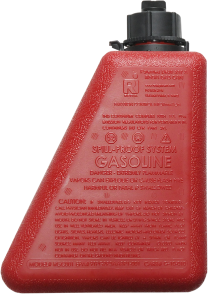 Reda Red Fuel 1 Gallon Spill Proof Gas Can for Harley Davidson Hard Saddlebags