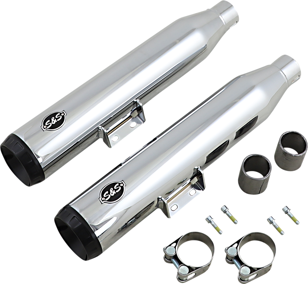 S&S Grand National Chrome 50 State Legal Slip on Mufflers 18-20 Harley Softail