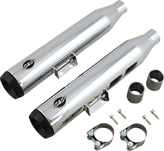 S&S Grand National Chrome 50 State Legal Slip on Mufflers 18-20 Harley Softail
