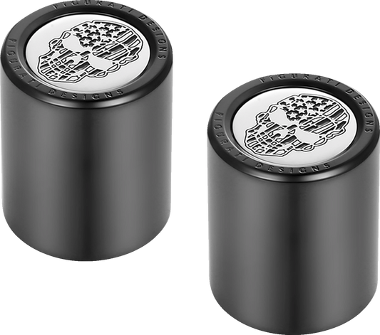 Figurati B&W Skull USA Flag Medium Magnetic Docking Hardware Covers for Harley