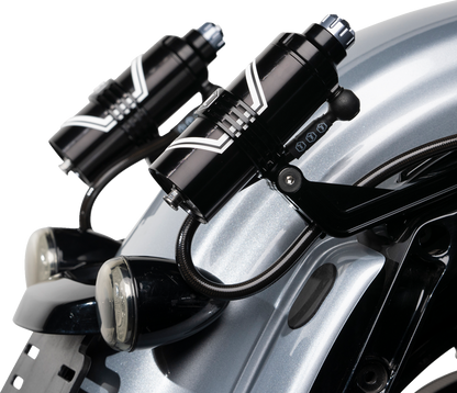 Legend REVO ARC Black Remote Reservoir External Mount Kit 2014-24 Harley Touring