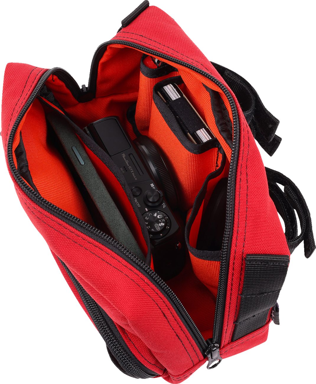Thrashin Supply Red Motorcycle Handlebar Storage Bag Plus for Harley THB-0017