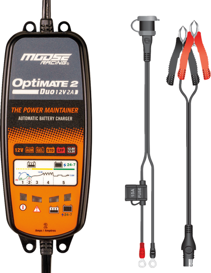 Moose Optimate 2 Duo Battery Charger Tender Maintainer 12V Motorcycle ATV UTV