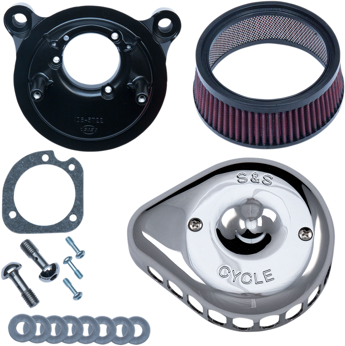S&S Chrome Mini Teardrop Stealth Air Cleaner Kit for 01-17 Harley Dyna Touring