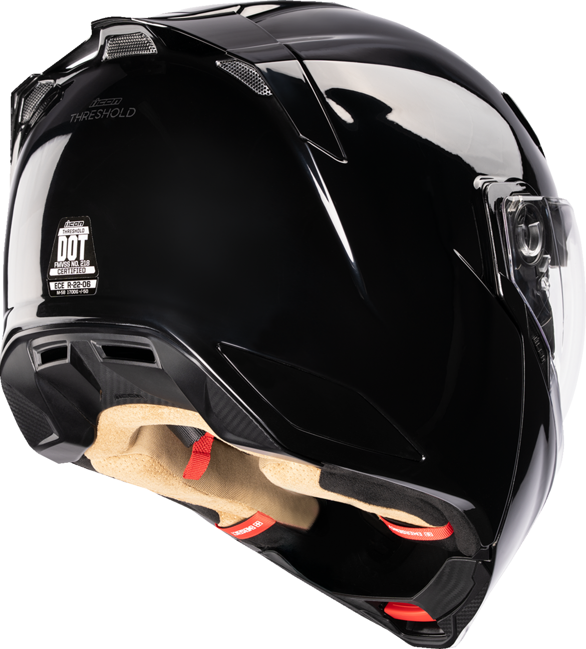 Icon Threshold Solid Gloss Black Modular Full Face Adult Motorcycle Helmet