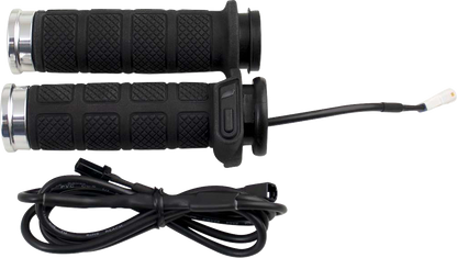 Koso Titan II Chrome 1" TBW Handlebar Grips for 2008-2025 Harley Touring Softail