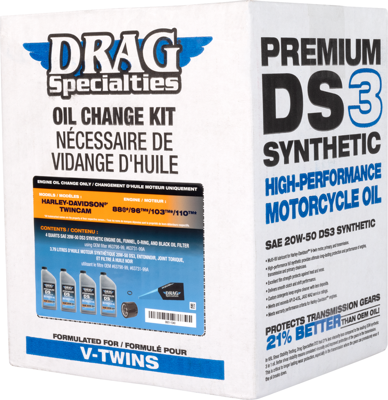 Drag Specialties Chrome 20W50 Synthetic Motor Oil Change Kit for Harley Twin Cam