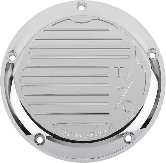 Thrashin Finned Chrome 5 Hole Derby Clutch Cover 2015-2021 Harley Touring FLHX